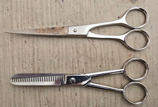 2 Forbici per Sfoltire Tagliare per Capelli Usate in Acciaio Nichelato Anno 1990