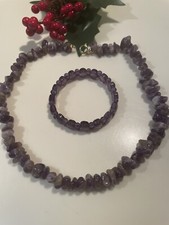 Collana e bracciale ametista  naturale lucidata vintage pietre dure
