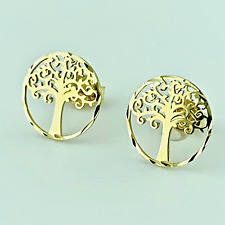 ORECCHINI ALBERO DELLA VITA IN ORO GIALLO 750 LEGGERI A LOBO PER DONNA E UOMO