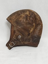 Casco da volo aviatore vintage Scully Brothers in pelle foderato in shearling anni 40-50 