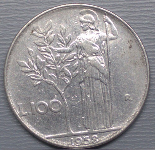 1958 italy 100 - 100, lire
