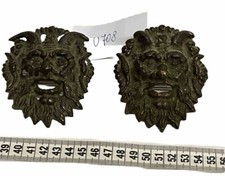 DUE SPLENDIDI FREGI IN BRONZO CON TESTE DI LEONE U708