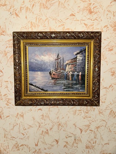 Dipinto olio tela marina - a, su