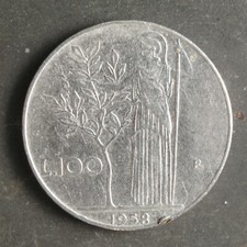 1958 100 Lire Coin Italy -