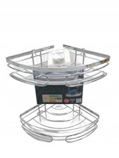 WENKO Scaffale Angolare 2 Ripiani Premium Acciaio Inox Portaoggetti a Mano Vetro