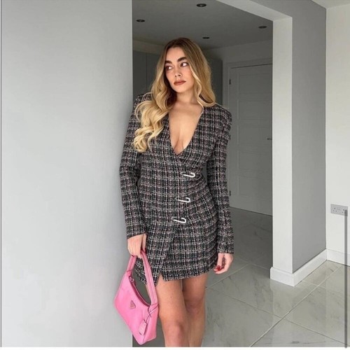 Zara tweed blazer dress size - tweed,