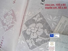 ASCIUGAMANI LINO RICAMO A MANO PUNTO ANTICO GIGLIUCCIO PUNTO GIORNO SFILATO ecc.