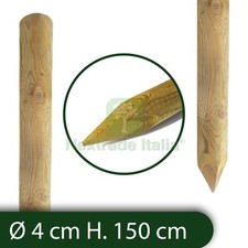 10PZ PALI TONDI IN LEGNO CON PUNTA PER RECINZIONE IMPREGNATI Ø 4X150 CM;