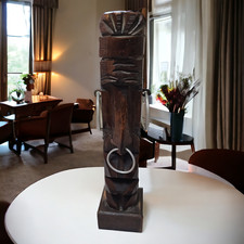 Scultura maschera totem legno