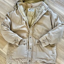 Cappotto vintage SCHOTT DOWN L marrone lavoro fienile giacca parka country abbigliamento da lavoro caccia