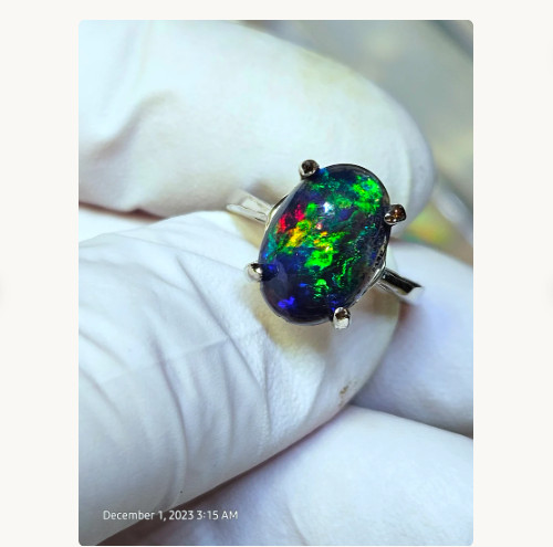 Anello opale nero - , naturale