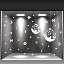 vetrofanie natalizie adesivi villaggi palle di natale neve babbo natale b0922