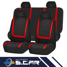 Set Coprisedili Universali Per Auto Anteriori Posteriori Nero Rosso