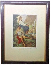 STAMPA PRIMI ´900 - da quadro con ragazzo e mandolino - in cornice d´epoca