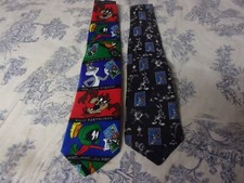 (2) 1997 Looney Tunes Stamp Collection Characters Patterned Neckties