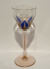 Bicchiere da vino Theresienthal Meyr's Neffe Art Nouveau dipinto a mano smaltato Hock