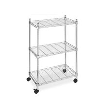 Carrello Scaffale Basso in Acciaio Cromato con ruote 3 Ripiani cm 36X61X83 h