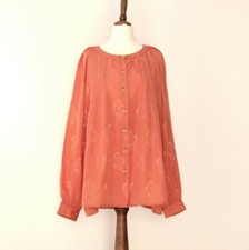 Camicia vintage in tessuto arancione damascato taglia 42/44