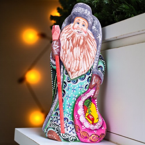 Statuina babbo natale legno - babbo, in