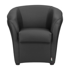 Poltrona POZZETTO Imbottita Artigianale in Ecopelle Design Made in Italy (Nero)