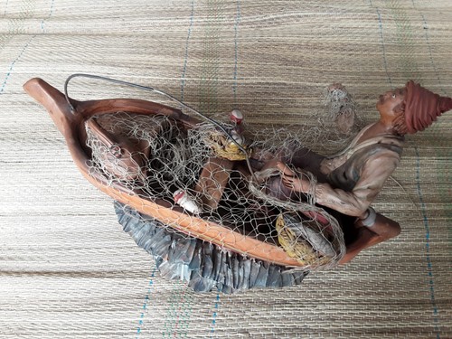 Pescatore barca sulle onde - barca,