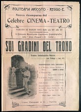 Locandina  Cinema muto - Film Sui gradini del trono - Casa Pasquali - Del Colle