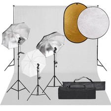 Kit per Studio Fotografico con Set Luci, Fondale e Riflettore vidaXL