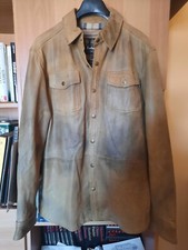 Barbour International Steve Mcqueen Needles Leather Shirt Jacket L Cafe Racer 