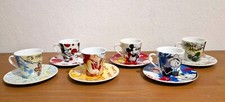 Set completo 6 tazzine caffè con piattino, ceramica, Disney, Egan - Rare Item!