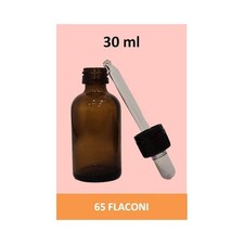 Stock 65 Flaconi in Vetro Scuro da 30 ml con Tappo Contagocce
