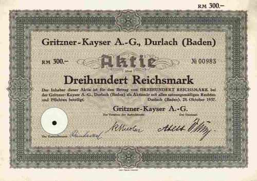 Gritzner kayser 1937 durlach - kayser,