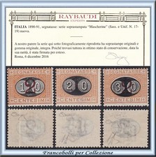 1890 Italia Regno Segnatasse Mascherine n. 17/19 Cert. Raybaudi Nuovi Integri **