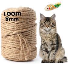 Corda Naturale per Tiragraffi Gatti, 100M X 8MM - Sisal per Albero Gatto, Canapa