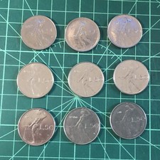 Lotto di 9 monete 50 LIRE VULCANO 1972 1973 1975 1976 1977 1978 1979 1980 1981