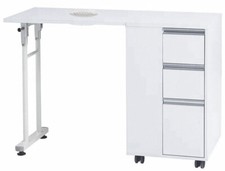 tavolo per manicure pieghevole richiudibile incluso aspiratore 50W ruote bianco