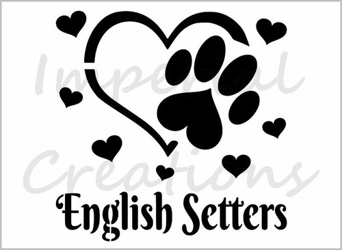 Love setters inglese stencil - setters,