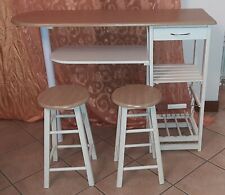 Tavolo con 2 Sgabelli in MDF da Cucina con Cassetto 2 Ripiani e...