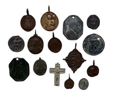 *HH* Lotto 15 Antiche Medaglie Religiose Medaglia Religiosa Votiva Devozionale 