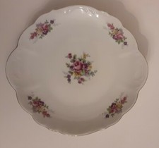 Antico Piatto Portata Torta Moritz Zdekauer Czechoslovakia Anni 40 Fiori Rosa
