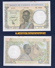 Africa Occidentale - 25 Franchi 17/8/1943 W.1801 Parte Superiore Spl Tipo 1946