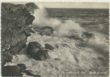 CAVI DI LAVAGNA -GENOVA -LA SCOGLIERA GIOCHI DI ONDE CARTOLINA