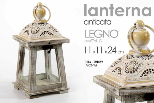 Lanterna legno portacandela - legno,