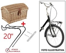 Portacesto Portapacchi Ant 20 Pollici + Cestino in VIMINI a Bauletto