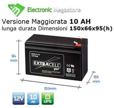 BATTERIA ERMETICA RICARICABILE A PIOMBO 12V 12VOLT 10AH 9AH 9AMPERE PER UPS PLUS