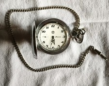 Orologio da tasca Molnija URSS funzionante con catena - Vintage Sovietico...