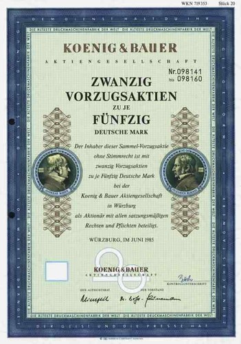 Koenig bauer 1985 - &, würzburg