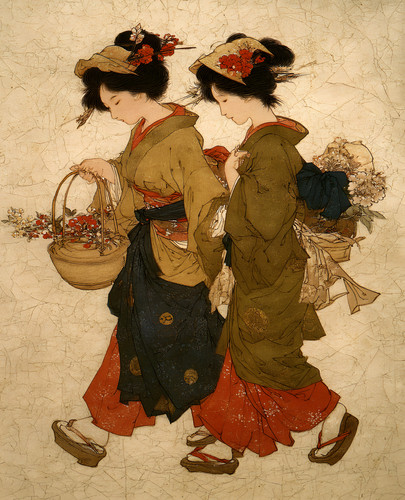 Due kimono donna - donna, passeggiata