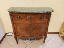 comò legno intarsiato con pianale di marmo verde