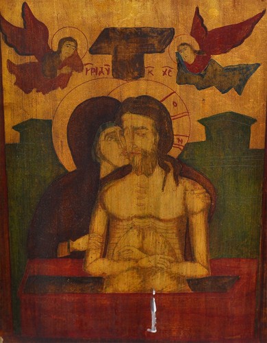 Antica icona legno pieta - antica,
