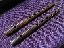 MENUKI Shakuhachi Flauto Bambù Lungo Giapponese Rame Spada Attacco Edo Antico